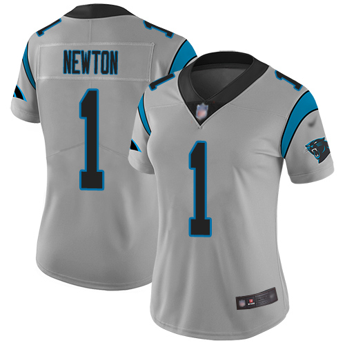 Carolina Panthers Limited Silver Women Cam Newton Jersey NFL Football #1 Inverted Legend->women nfl jersey->Women Jersey